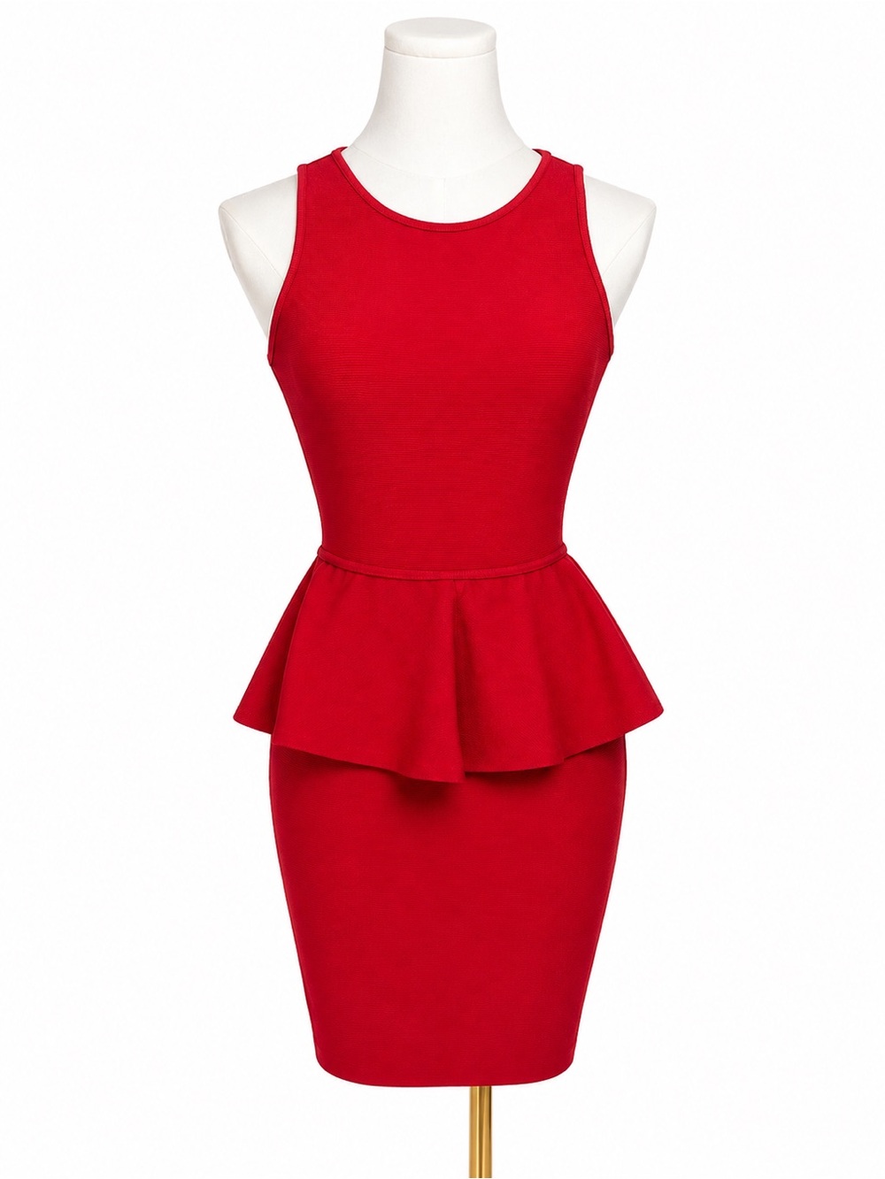 BCBGMaxAzria Red Sleeveless Peplum Sheath Dress Size S